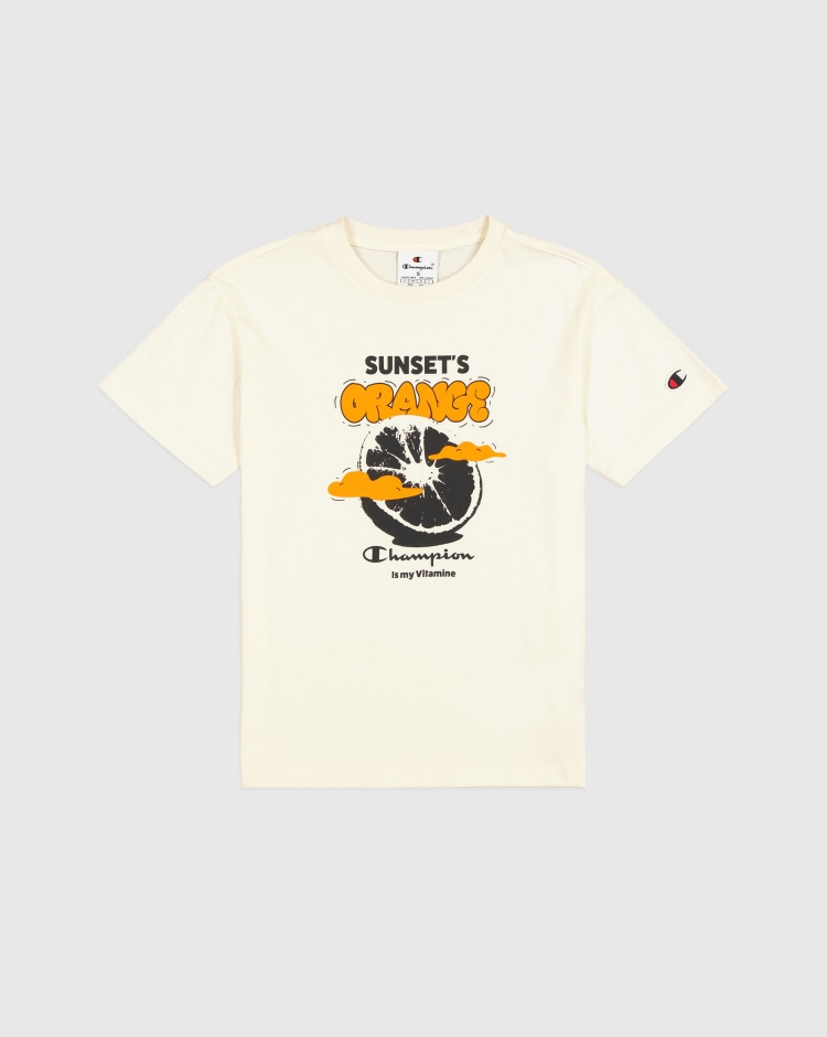 T-Shirt Girocollo Grafica Bianco Bambino
