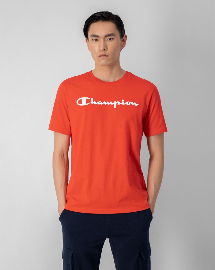 Champion T-shirt In Cotone Con Logo Rosso Uomo