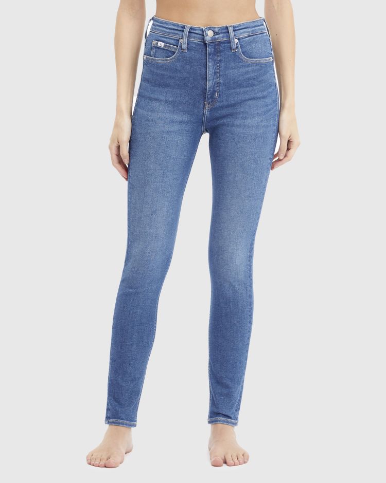 Calvin Klein Pantaloni High Rise Skinny Blu Donna