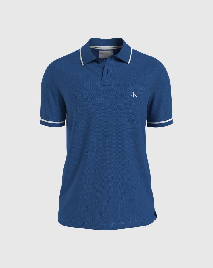 Calvin Klein Polo Tipping Slim Blu Uomo