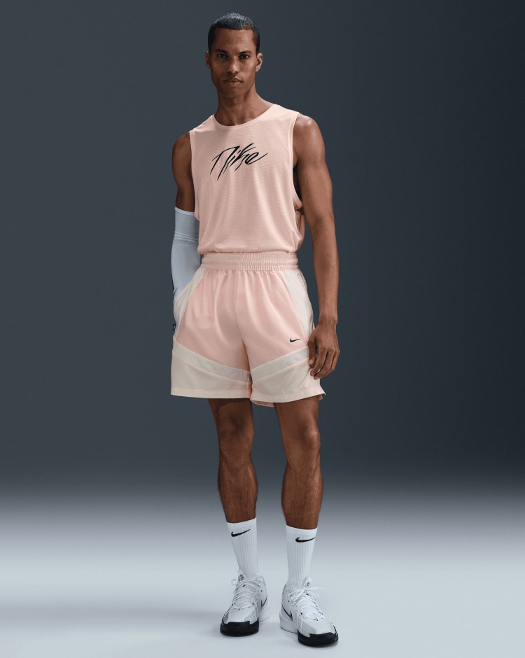 Shorts da basket in tessuto 15 cm Bianco Uomo