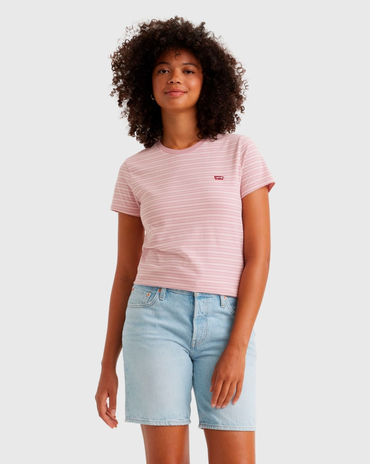 Levi's Perfect T-Shirt Stripe Keepsak Rosa Donna