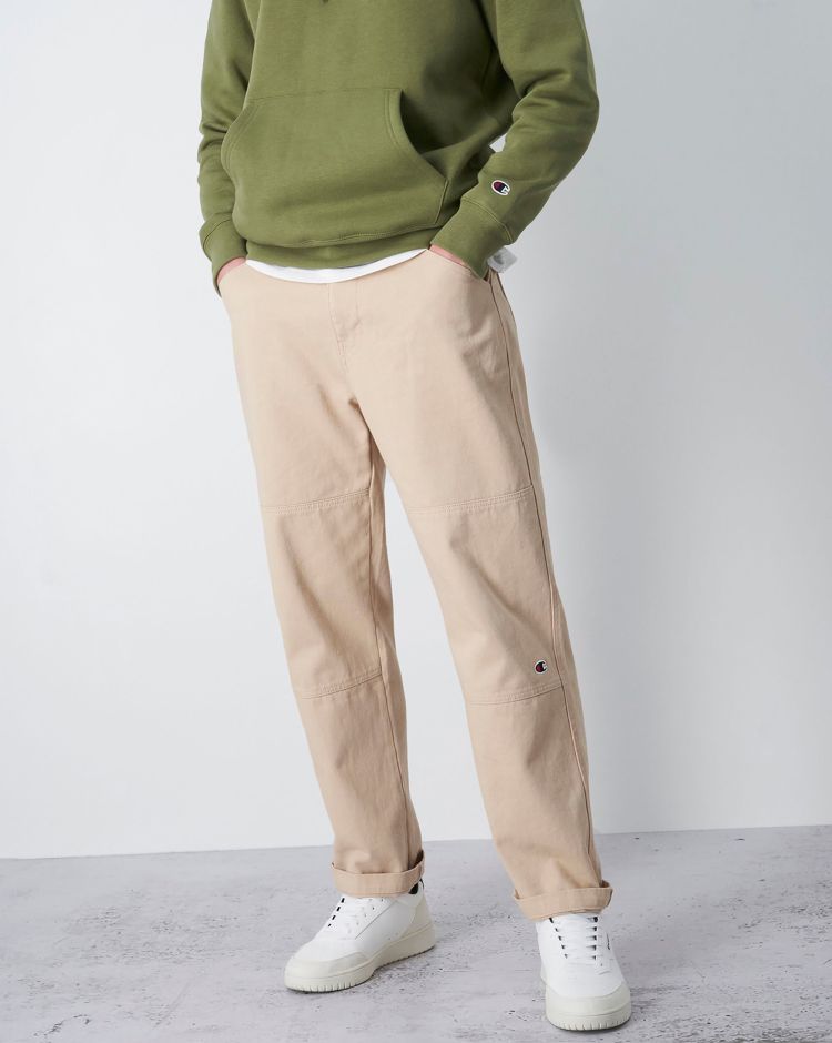 Champion Pantalone con Orlo Dritto Custom Fit Marrone Uomo