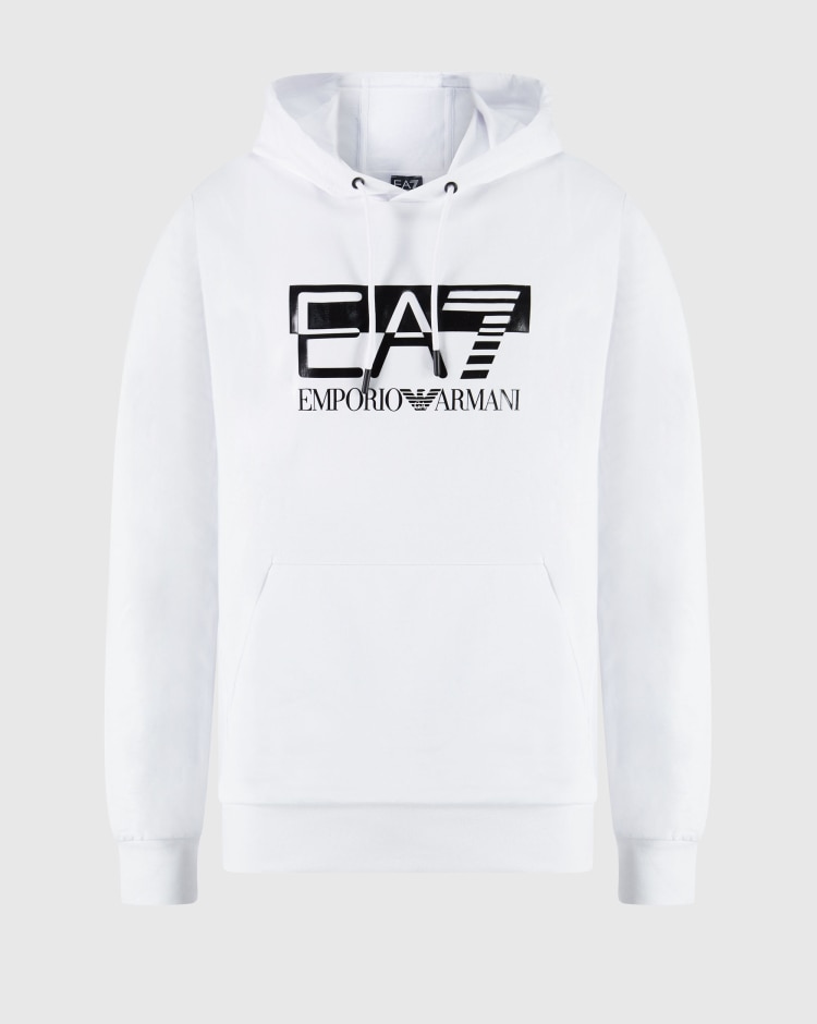 Emporio Armani EA7 Felpa Con Cappuccio Train Visibility Bianco Uomo