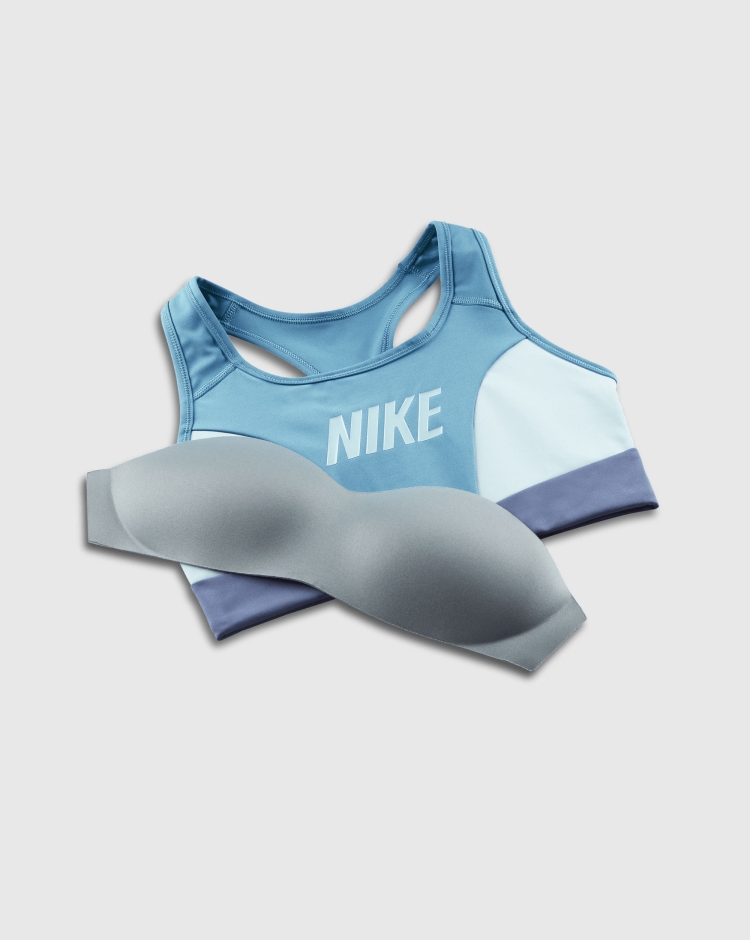 Nike Bra Dri-FIT Swoosh Logo Blue Donna