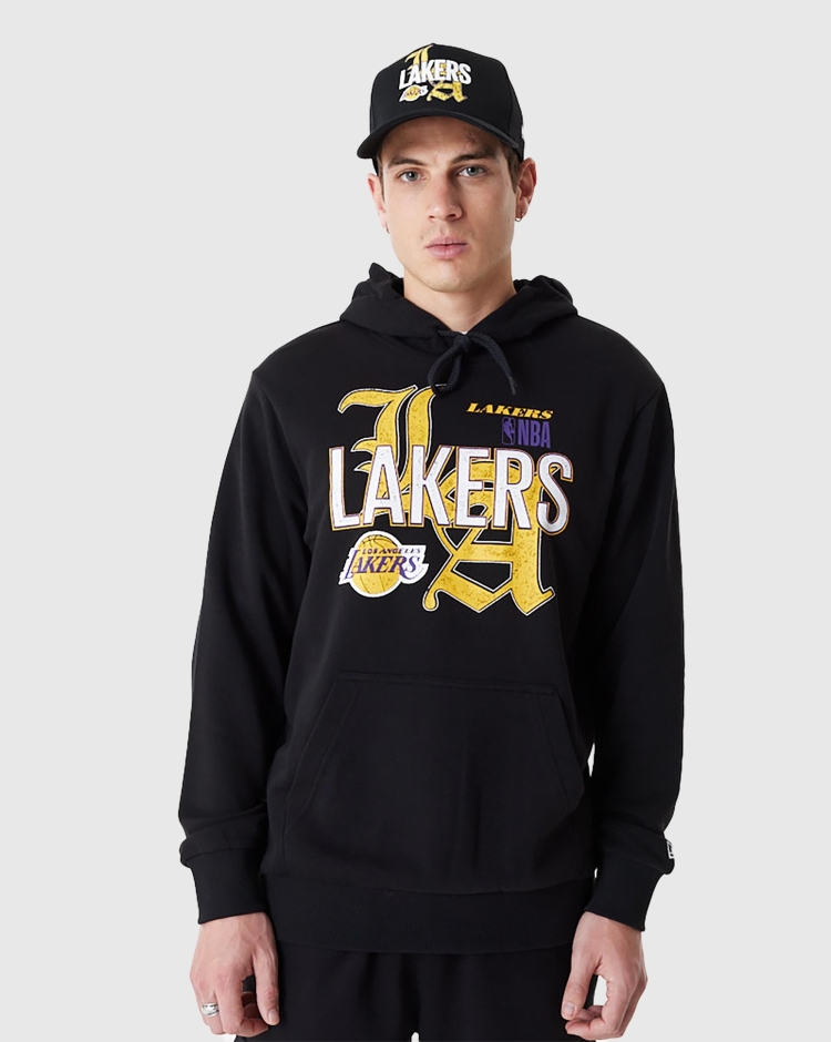 New Era NBA Felpa Con Cappuccio Team Graphic Los Angeles Lakers Nero Uomo