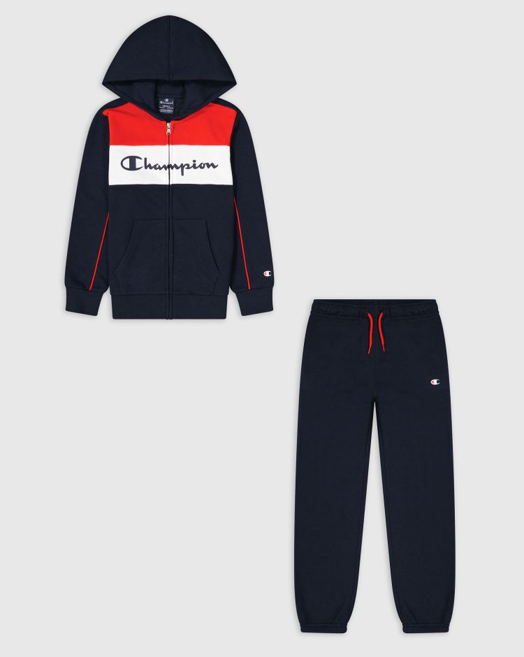 Champion Tuta Con Felpa Con Cappuccio Full Zip Blu Bambino