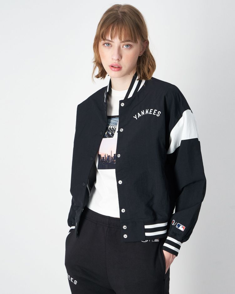 Champion Giacca Full Zip Con Logo Grande MLB Nero Donna