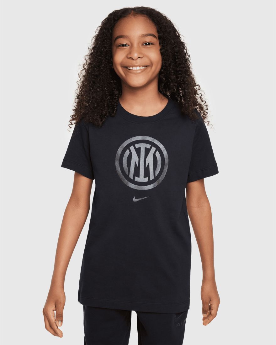 Nike T-Shirt Inter in Cotone Con Logo Grande Nero Bambino Nero