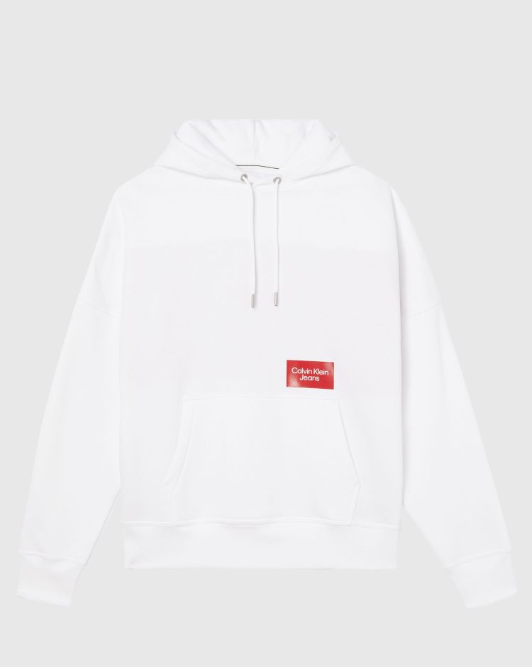 Calvin Klein Felpa Con Cappuccio Bold Logo Colorblock Bianco Uomo