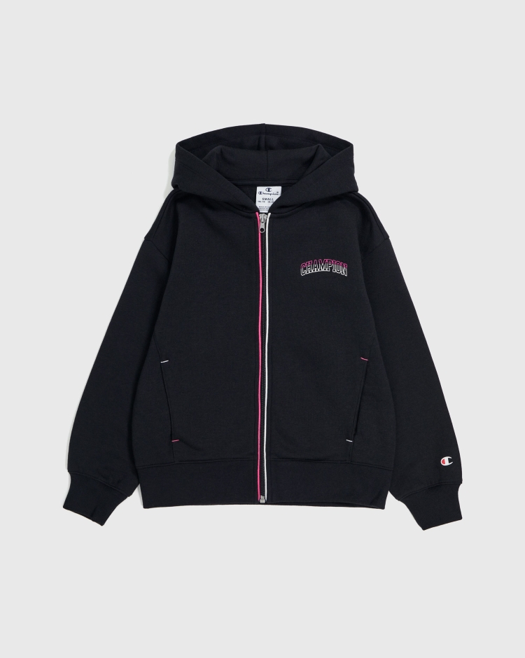 Champion Felpa Con Cappuccio Full Zip Color Punch Nero Bambina