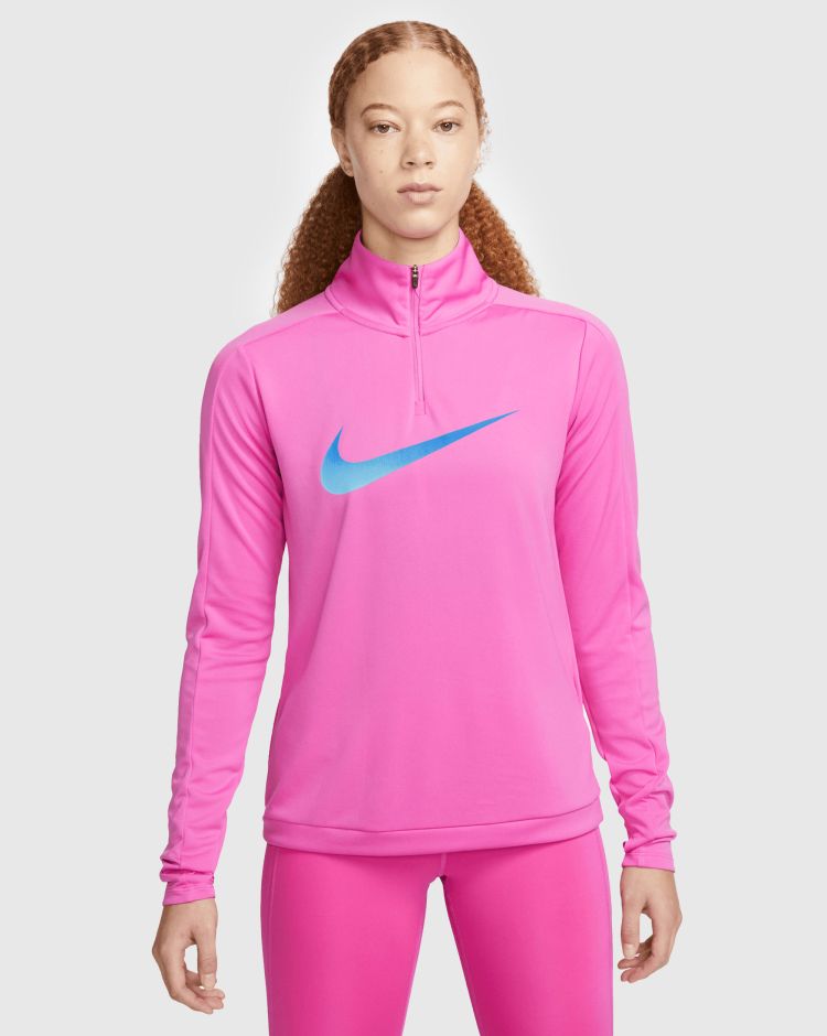 Nike T-Shirt Swoosh Dri-FIT Manica Lunga Rosa Donna