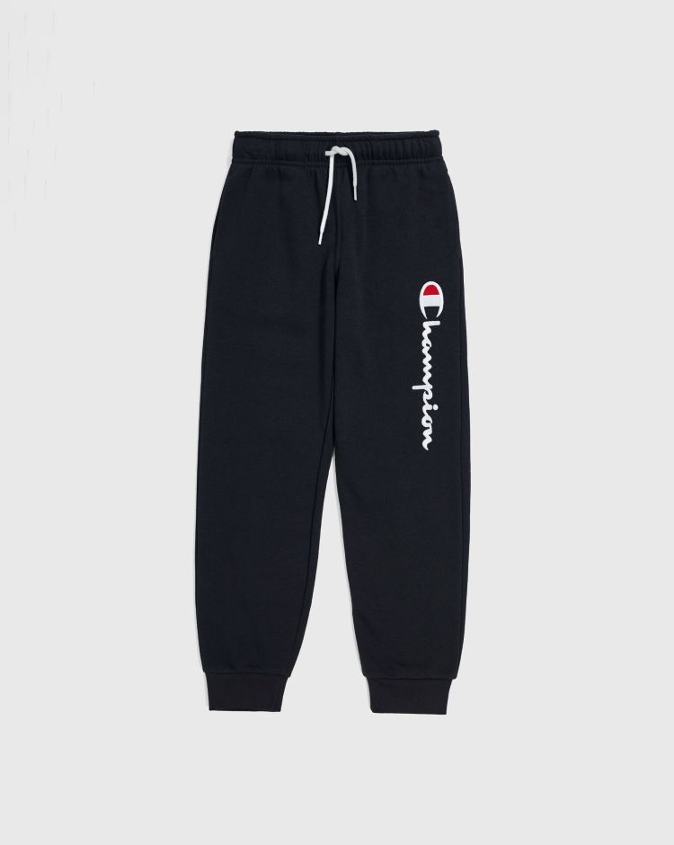 Champion Pantalone Con Polsino e Logo Esteso Sulla Gamba Nero Bambino