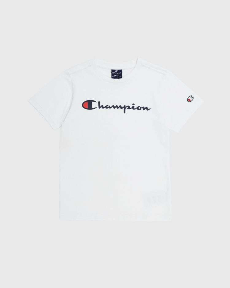 Champion T-Shirt Logo Champion In Cotone Bianco Bambino