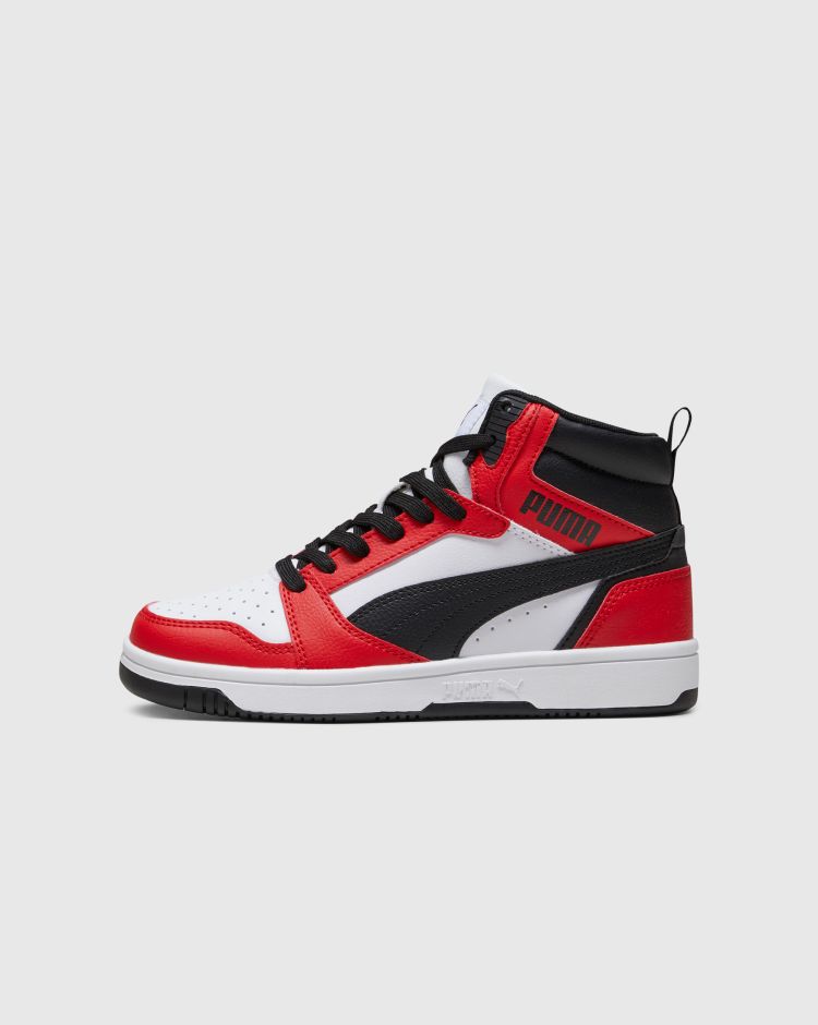 Puma Rebound V6 Mid Bianco Rosso Bambino
