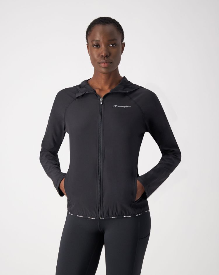 Champion Hooded Full Zip Sweatshirt C-Tech Nero Donna