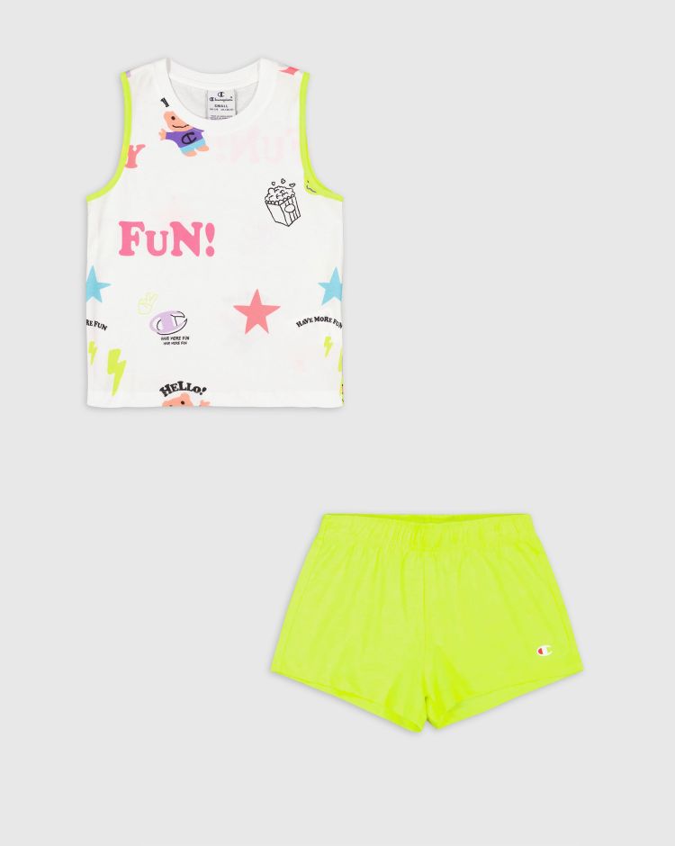 Champion Set estivo smanicato Bianco Bambina