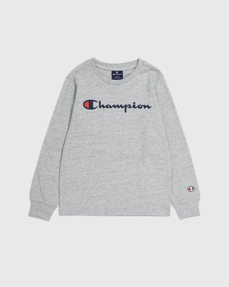 Champion Maglietta A Maniche Lunghe Grigio Bambino