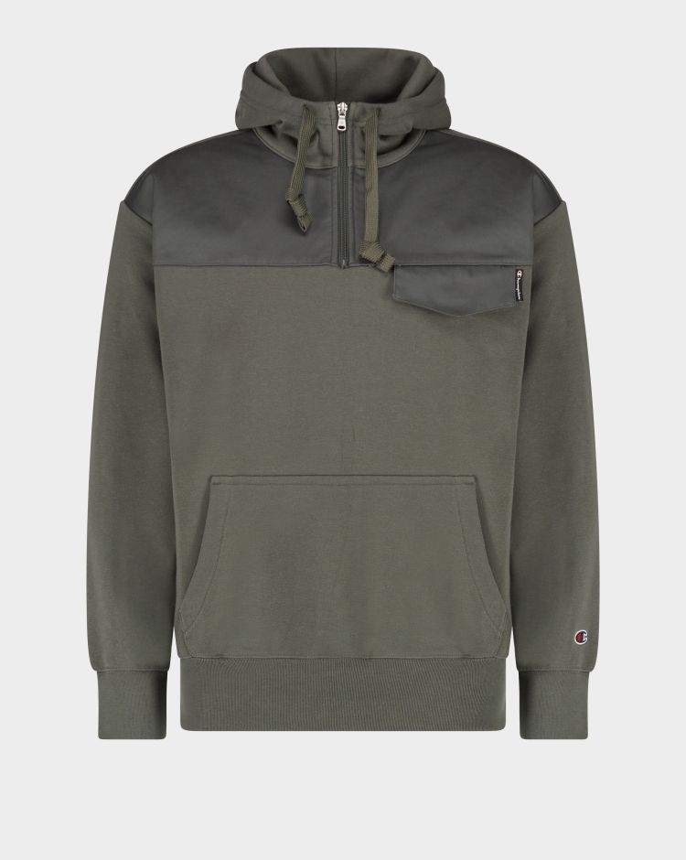 Champion Felpa Half Zip Con Cappuccio Grigio Uomo