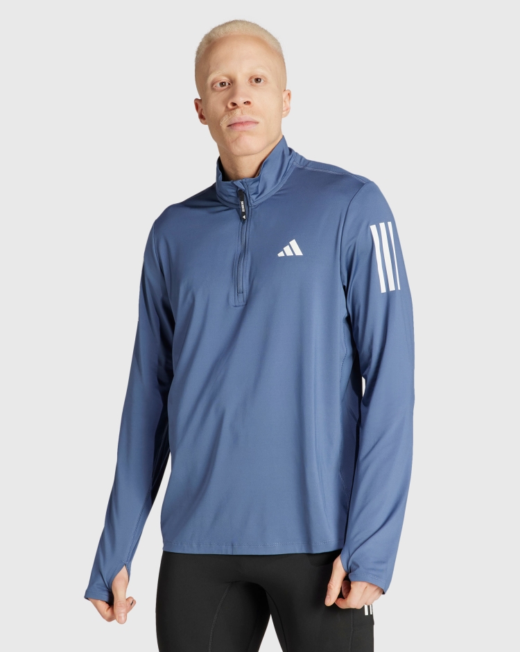 Adidas T-Shirt Manica Lunga Da Running Blu Uomo