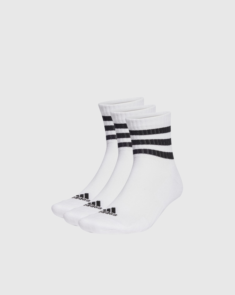 Adidas Calze 3-Stripes Cushioned Sportswear Mid-Cut (3 paia) Bianco