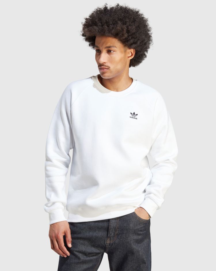 Adidas Originals Felpa Girocollo Trefoil Essentials Bianco Uomo
