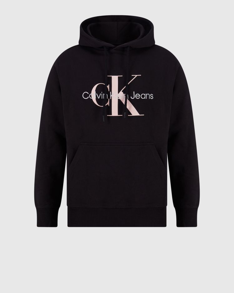 Calvin Klein Felpa Monologo Con Cappuccio Nero Uomo