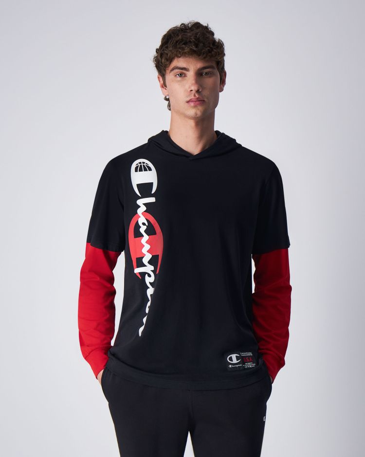 Champion Basket T-Shirt Manica Lunga Nero Uomo