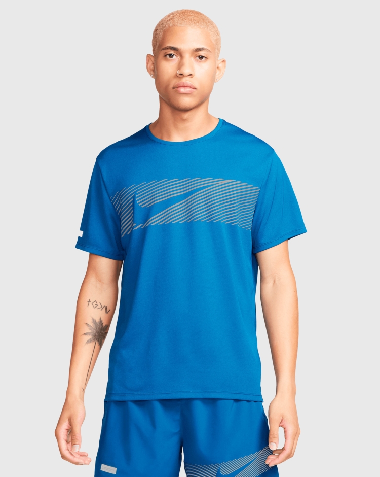 Nike Miler Flash T-Shirt Dri-FIT UV Blu Uomo