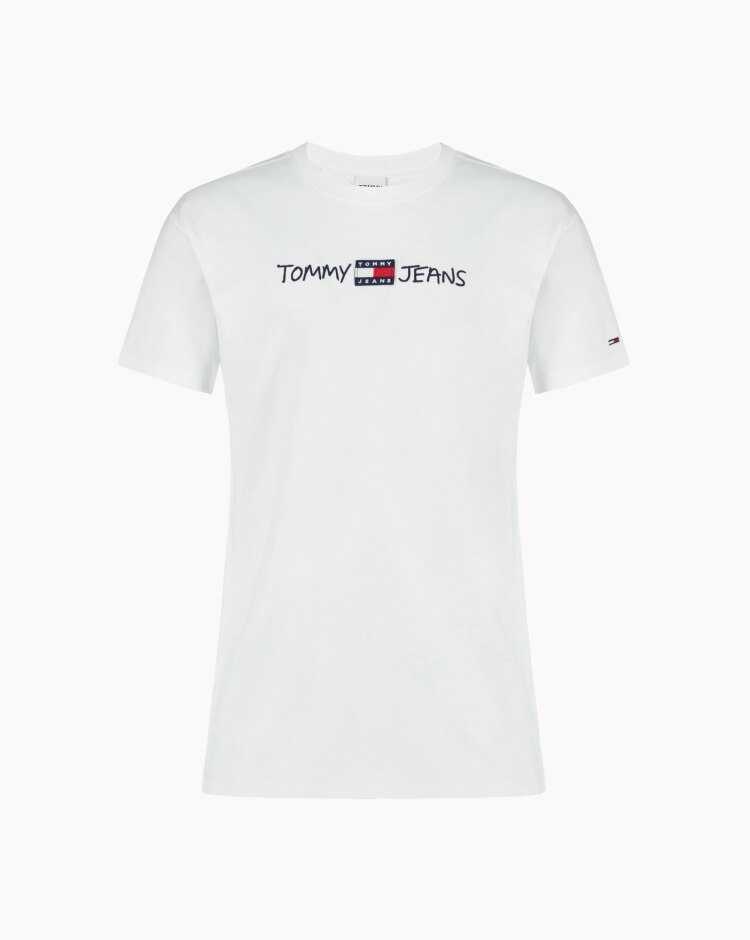 Tommy Hilfiger Tjm Linear Writer Tees Bianco Uomo