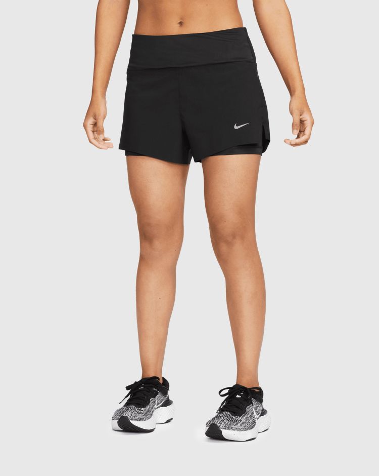 Nike Shorts da running 2-in-1 a vita media con tasche 8 cm Nero Donna