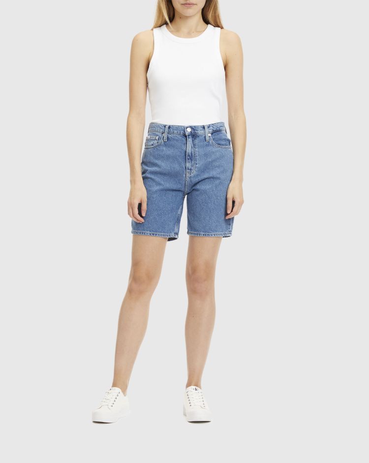 Calvin Klein Jeans Bermuda Mom Short Blu Donna