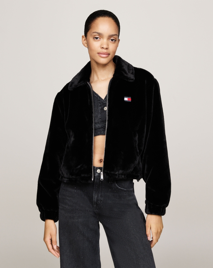Giacca Faux Fur Nero Donna