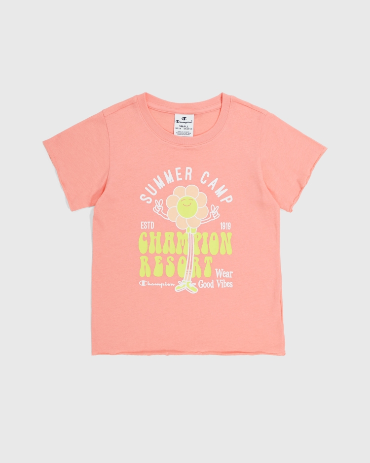 Champion T-Shirt Girocollo In Cotone Summer Rosa Bambina
