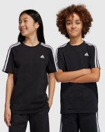 T-shirt Essentials 3-Stripes Cotton Nero Bambino