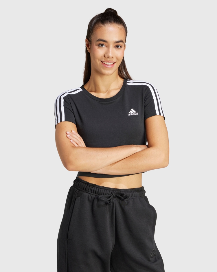 Adidas T-Shirt Essentials 3-Stripes Nero Donna