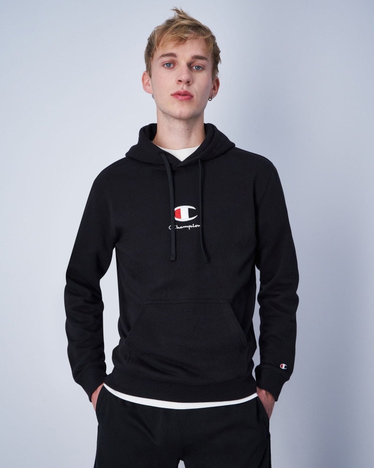 Champion Felpa Con Cappuccio E Nuovo Logo Nero Uomo