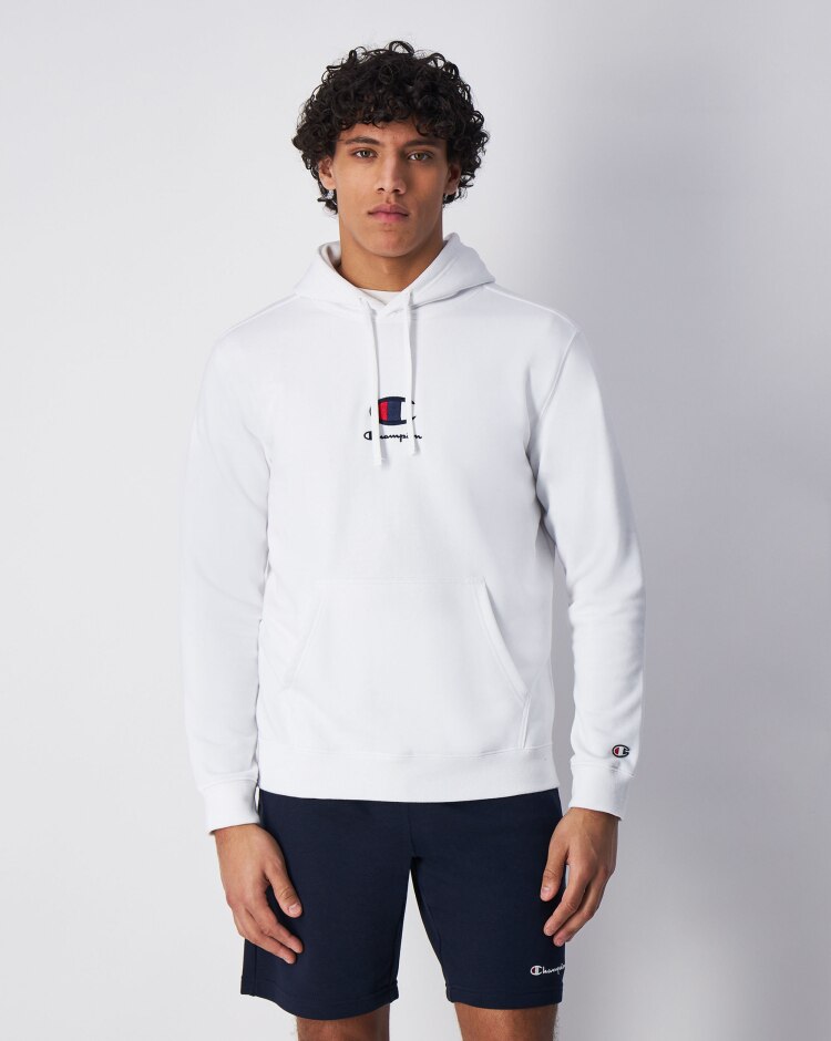 Champion Felpa Con Cappuccio E Nuovo Logo Bianco Uomo