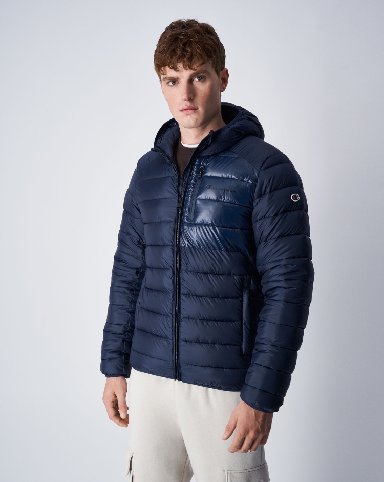 Champion Giacca Outdoor Con Cappuccio Mini Logo Blu Uomo