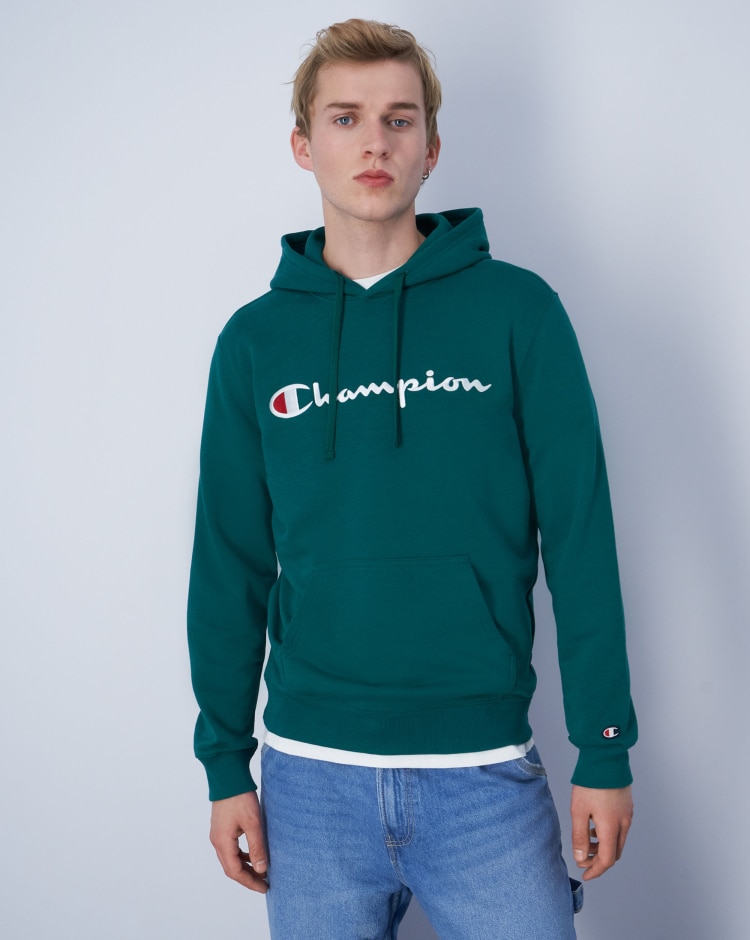 Champion Felpa Con Cappuccio E Logo Grande Verde Uomo