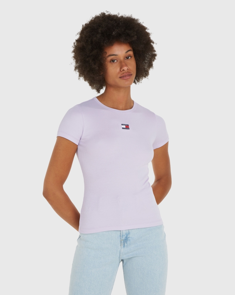 Tommy Hilfiger T-Shirt Slim Con Logo Viola Donna