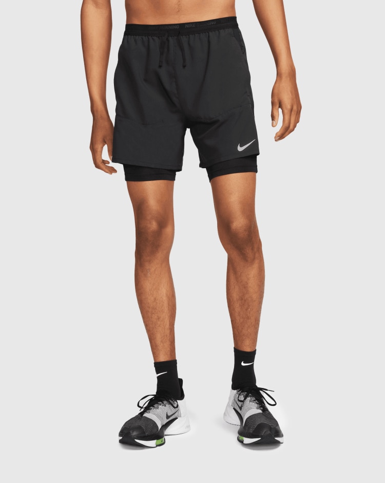 Nike Shorts da running Hybrid 13 cm Dri-FIT Stride Nero Uomo