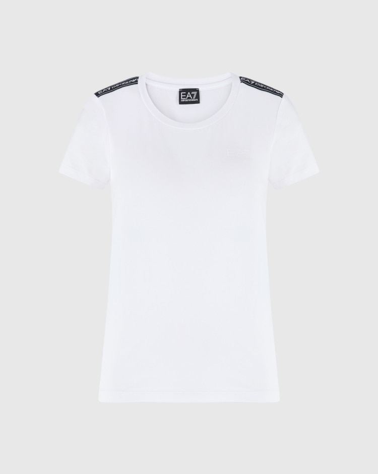 Emporio Armani EA7 T-shirt girocollo Logo Series in misto cotone organico ASV Bianco Donna