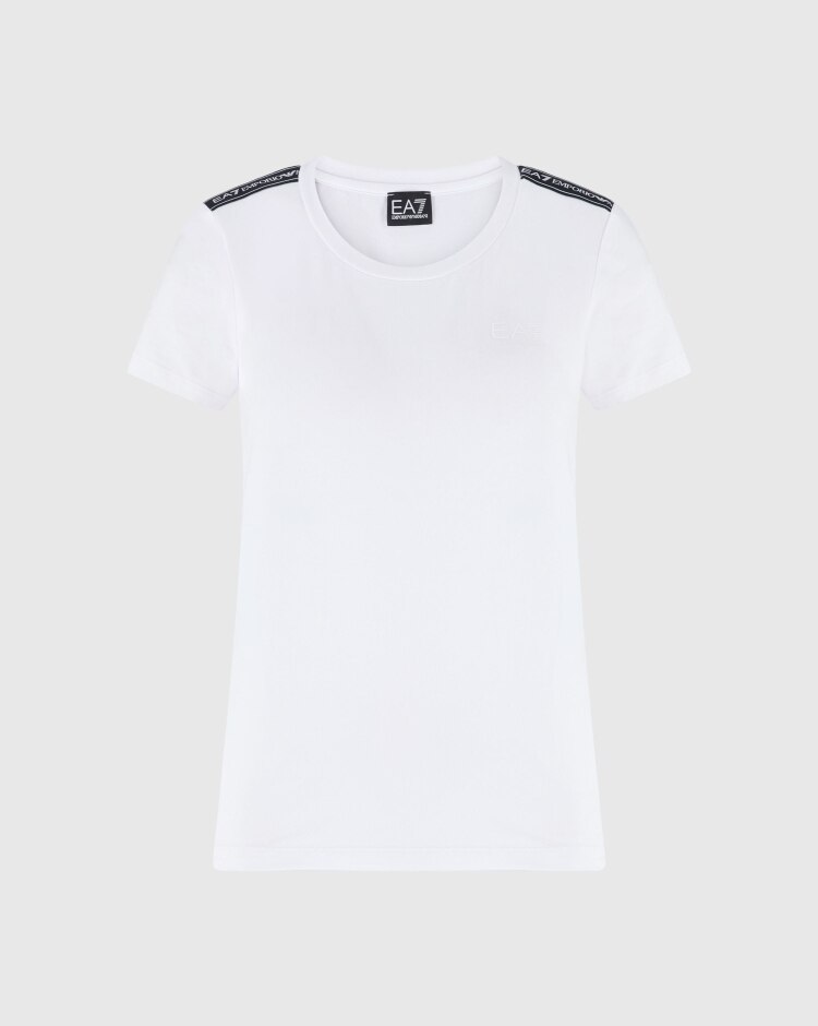 Emporio Armani EA7 T-shirt girocollo Logo Series in misto cotone organico ASV Bianco Donna