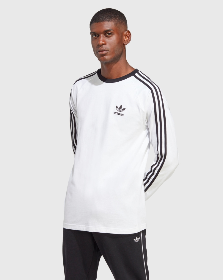 Adidas Originals Maglia a Maniche Lunghe adicolor Classics 3-Stripes Bianco Uomo