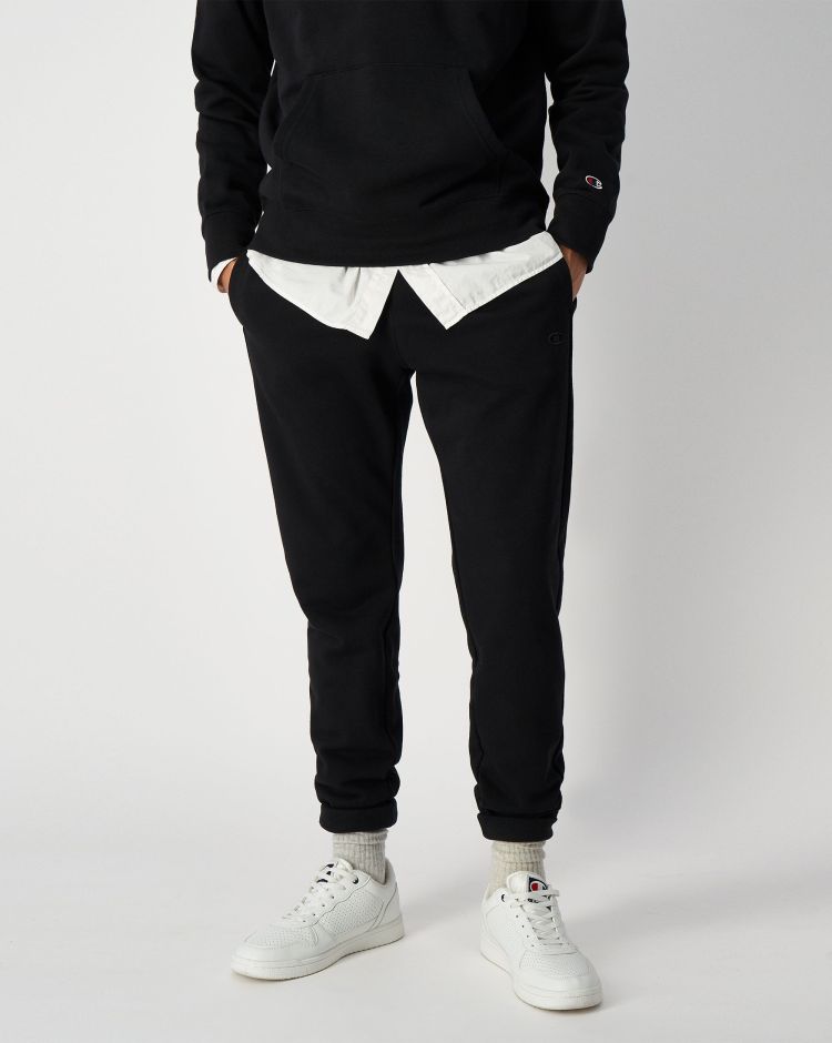Champion Pantaloni Da Tuta In Cotone Con Logo Ricamato Nero Uomo
