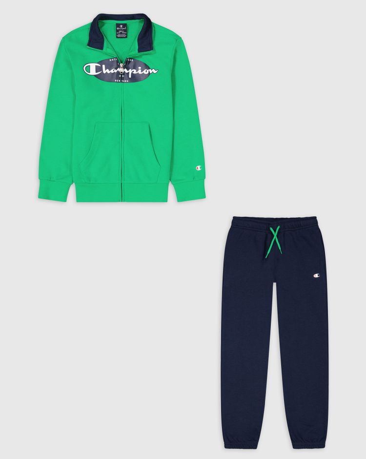 Champion Tuta Con Felpa Full Zip Verde Bambino