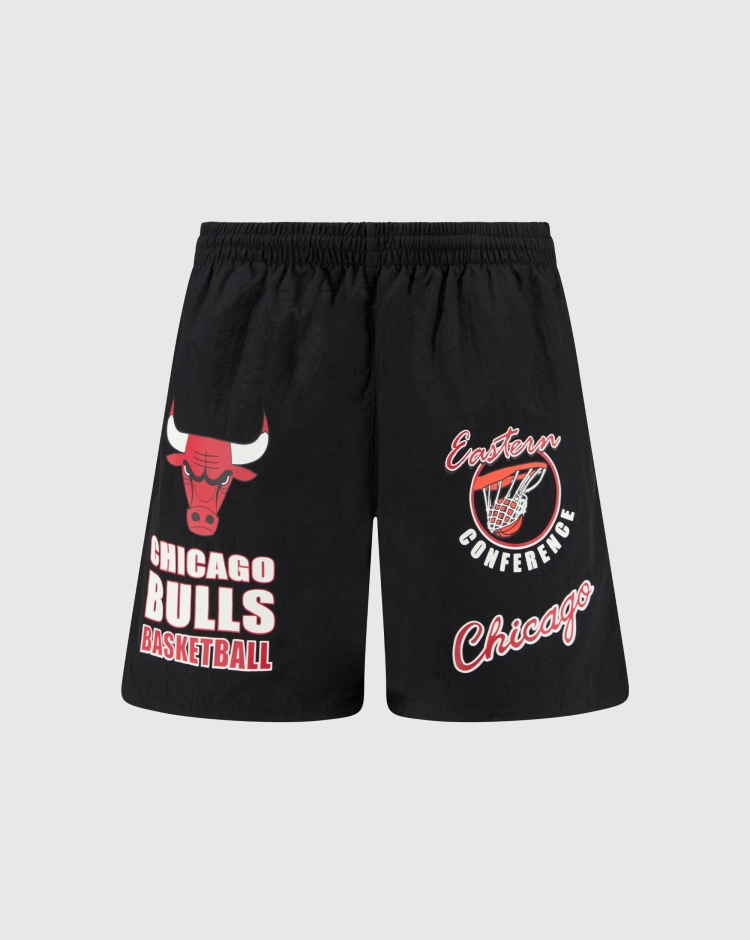 Mitchell&Ness Multi Hit Nylon Shorts Vintage Logo Chicago Bulls Nero Uomo