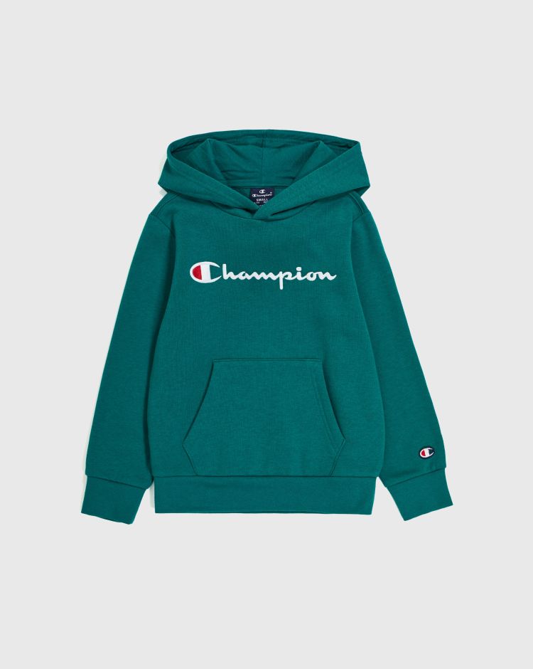 Champion Felpa Con Cappuccio Big Logo Verde Bambino