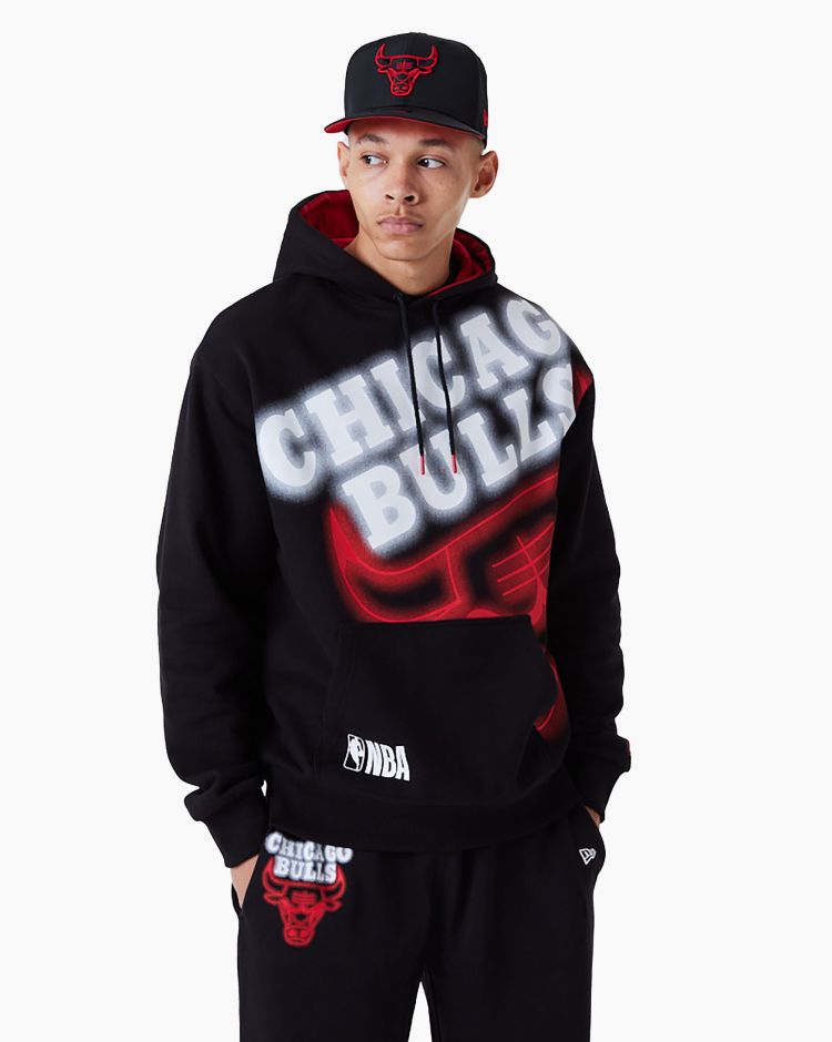 New Era Felpa Con Cappuccio Neon Chicago Bulls Nero Uomo